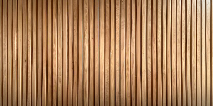 Wooden wall background with vertical slats, texture of natural wood paneling for interior design or backdrop. Wooden paneling wall. 