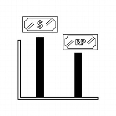 Dollar is getting higher condition bar chart icon vector design