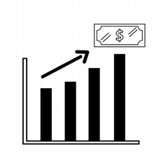 Dollar is getting higher condition bar chart icon vector design