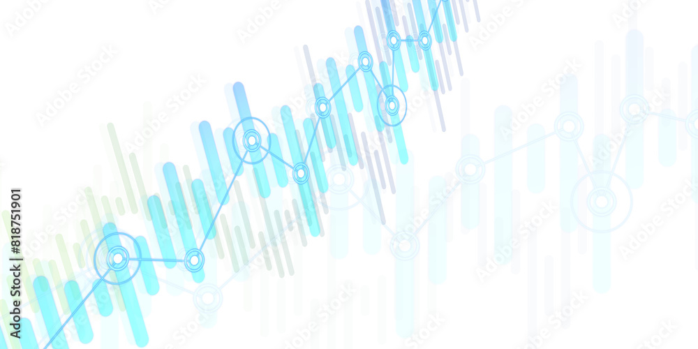 Poster abstract blue and white analytical graph lines on a clean background, representing data analysis or 