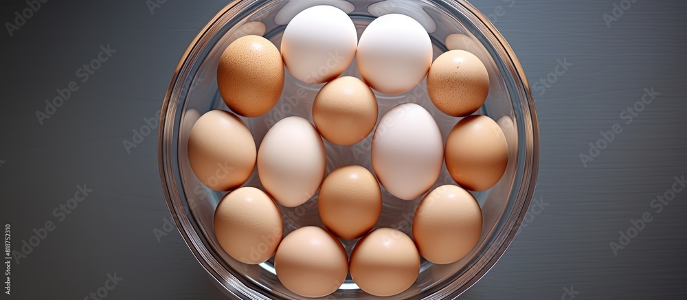 Poster a top view of a closeup egg carrier bathed in natural light with plenty of copy space image