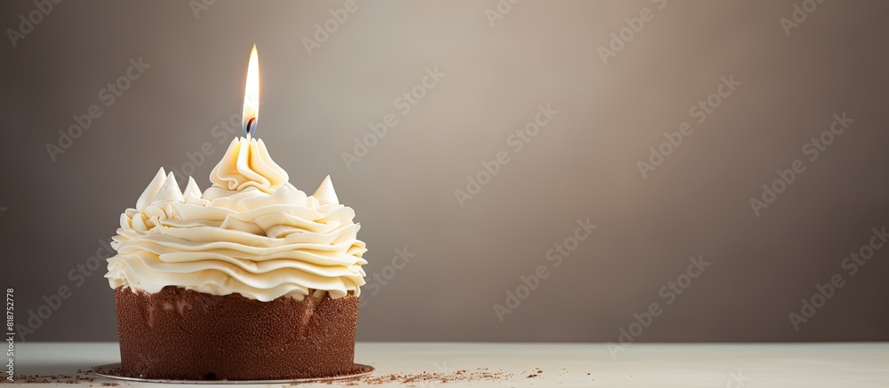 Poster a cake with a single candle on top perfect for celebrating birthdays presents a captivating copy spa