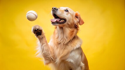 golden retriever play baseball