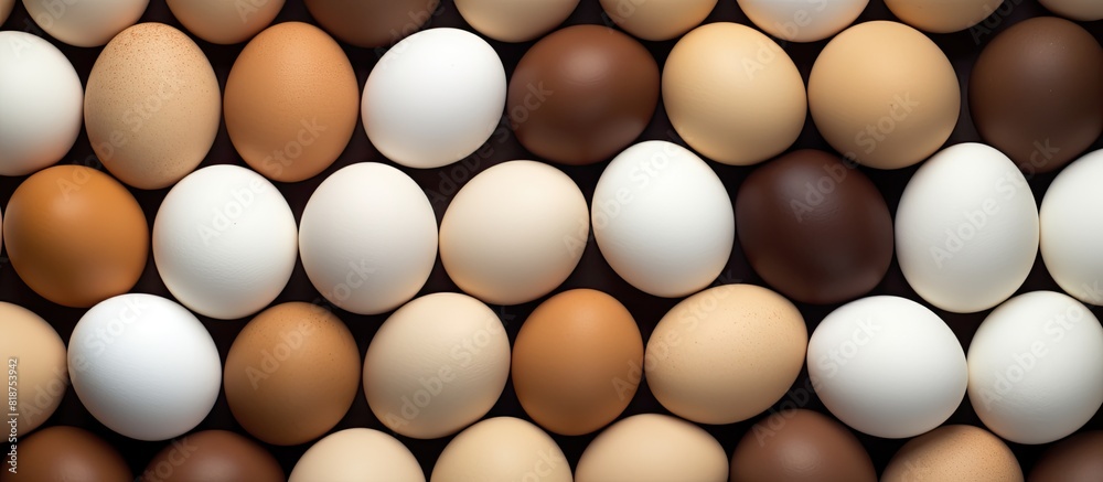Leinwandbilder Collection of eggs arranged for display with empty surrounding area for additional text or graphics copy space image