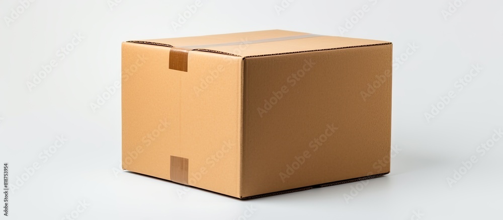 Poster A cardboard box with copy space image placed separately on a plain white background