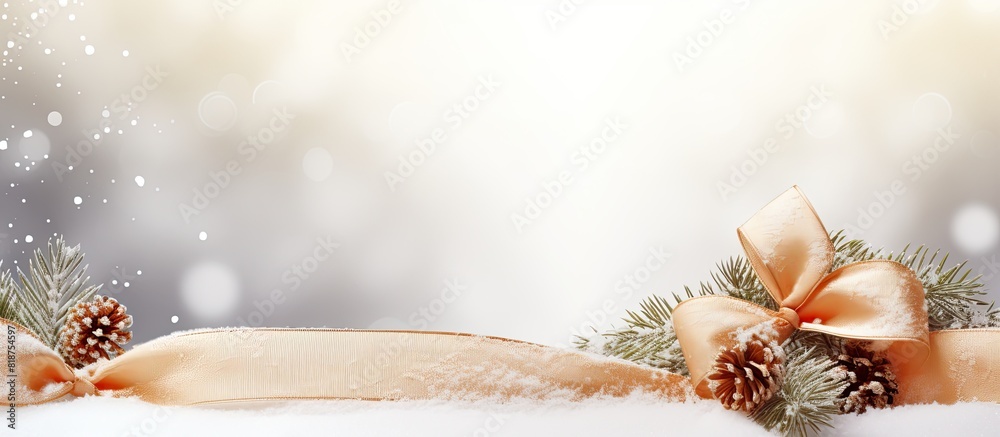 Aufkleber a festive christmas background with a decorative ribbon frame snowy fir branches and ample copy spac