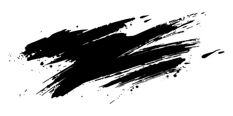 Black brush stroke vector shape isolated on white background