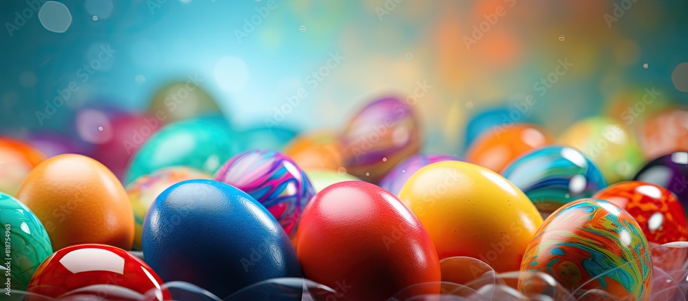 Aufkleber colorful easter eggs on a background with copy space image