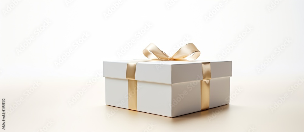 Poster An open gift box is placed alone on a white background providing a clear space for an image. Creative banner. Copyspace image