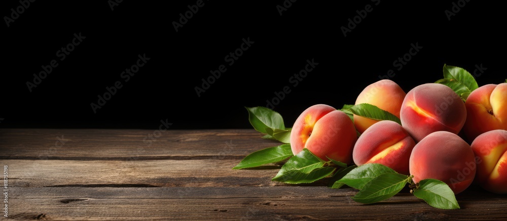 Leinwandbilder a copy space image of fresh peaches placed in close proximity on a rustic wooden table