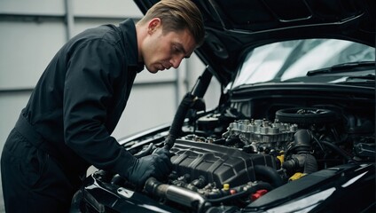 mechanic changing engine