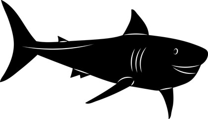 shark silhouette on white background vector
