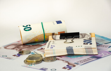 Money, euro and ukrainian hryvna macro