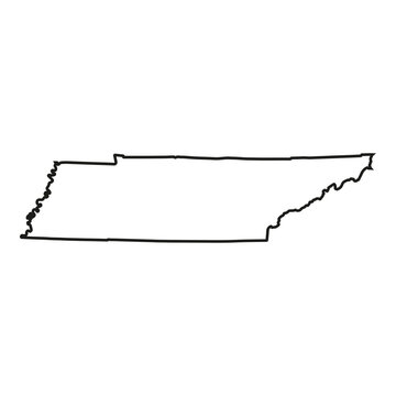 White solid outline of the state of Tennessee