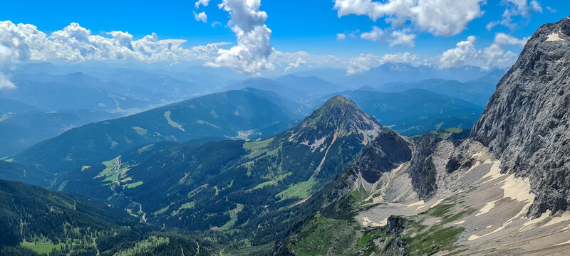 Amazing Dachsteingletscher nature- mountains tops, June 30, 2022