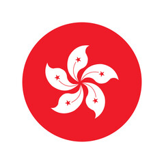 National Flag of Hong Kong. Hong Kong Flag. Hong Kong Round flag.
