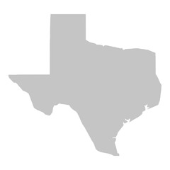 Gray solid map of the state of Texas