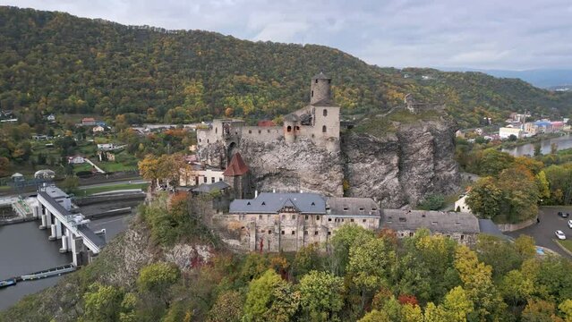 Castle Strekov in valley of river Labe
