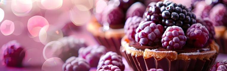 Frozen berries mix on wooden background