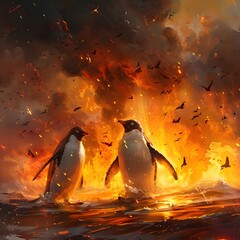 Penguins Shocking Encounter Surviving a Raging Fire in Antarcticas Forbidden Depths