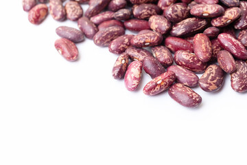 Pile of red and white beans on white background