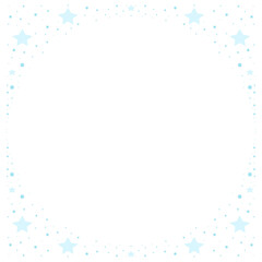 Blue christmas frame of stars and dots. Transparent illustration for celebration, invitation, greeting, birthday decoration. 