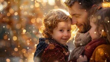 Joyful child playing with fairy lights, perfect for festive promotions, holiday articles, and childhood memory blogs.