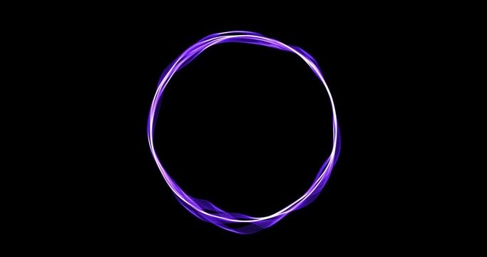 Circle sound waveform, futuristic audio spectrum isolated on black. Seamless loop animation of moving sound wave