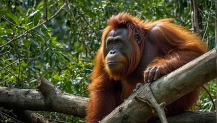 Naklejka premium orangutans and excavators