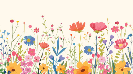 Spring flowers botanical card. Floral poster vertical