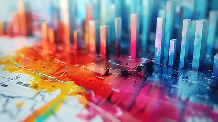 Vibrant Digital Rendering of a Business Succumbing to Insolvency Amid Market Turmoil and Strategic Missteps