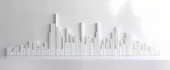 Neat and tidy visualization of a sudden spike in stock values, presented in a clean bar graph on a flawless white surface.