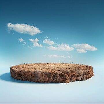 Earth land Soil layers 3D Illustration round soil ground cross section float landscape fantasy floating island.
