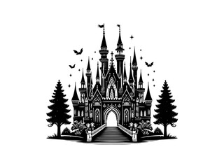 Obraz premium Fairytale Wonder: Captivating Princess Castle Vector for Enchanting and Whimsical Art