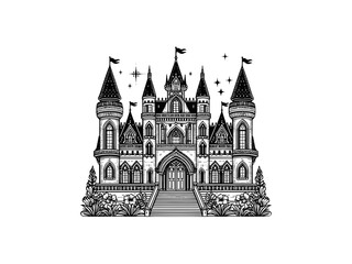 Obraz premium Mystical Majesty: Elegant Princess Castle Vector Illustration for Storybook Designs