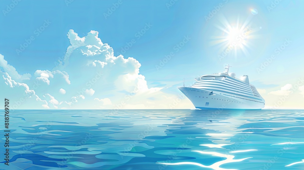 Poster a cruise ship navigates through the vast expanse of the open ocean, with no land in sight. generativ