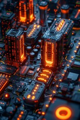 Obraz premium A close up view of a city at night