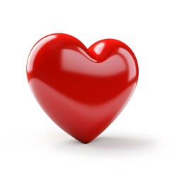Fototapeta premium 3D red heart isolated on white background. Generative AI.