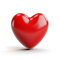 3D red heart isolated on white background. Generative AI.