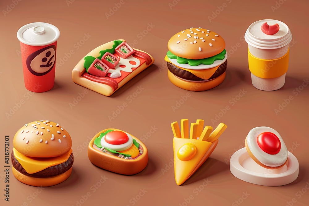 Poster a collection of various food items laid out on a table, showcasing a mix of colors and textures. gen
