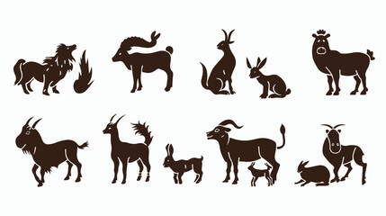 Animals silhouettes Chinese Zodiac symbols. 12 signs