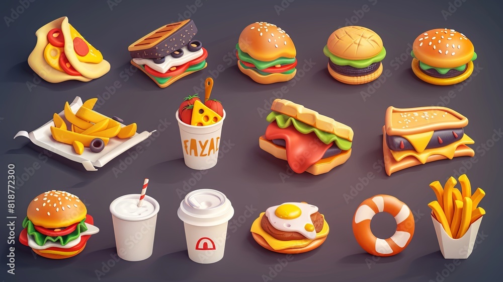 Poster assorted food items such as fruits, bread, cheese, and vegetables are neatly displayed on a table. g