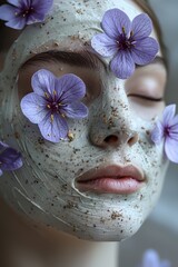 Naklejka premium Woman adorned with purple flowers