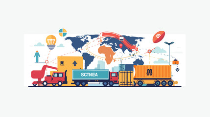 Supply chain management and logistics concept. Global