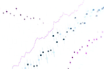 Abstract financial chart with a line graph and candlestick on a white background, reflecting market analysis