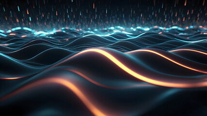 Hyper-Realistic Abstract Technology Background with 3D Digital Waves