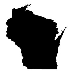 Black solid map of the state of Wisconsin