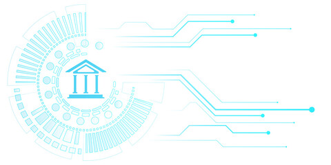 Abstract light blue technology graphics on a white background, illustrating futuristic digital concepts