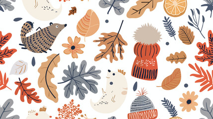 Autumn mood hand drawn vector seamless pattern. Fall