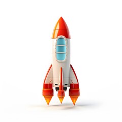 Cartoon rocket taking off isolated on white background. 3d rendering. Generative AI.
